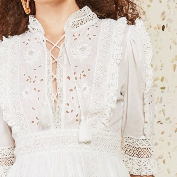 Ulla Johnson Madison Dress Blanc White Eyelet Tiered Ruffle Size 4 - Picture 3 of 10